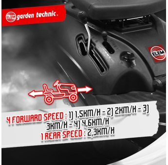 Rider autoporté 196cc - 61 cm - 4 vitesses Bac récolteur 150L