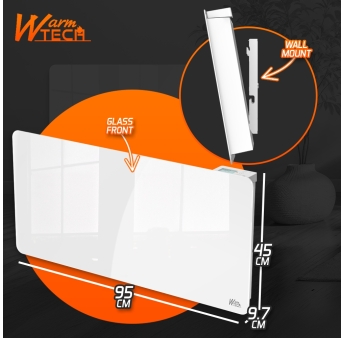 2000W KERAMISCHE TRAAGHEIDSRADIATOR MET GLASFRONT