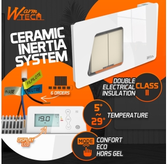 RADIATEUR INERTIE CERAMIQUE 1500W FACADE VERRE