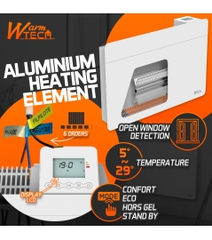 Chauffage électrique mural 1000W – IP24 – fil pilote 6 ordres