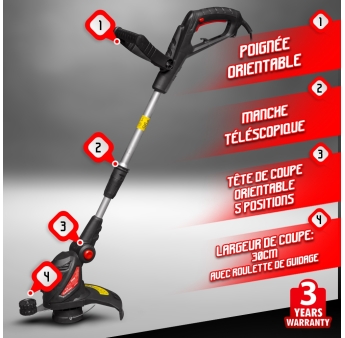 Coupe bordures électrique 550W - 30CM avec manche téléscopique