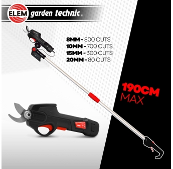 Sécateur rechargeable 7.2V lithium avec perche télescopique