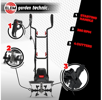 Elektrische motorhak 1050 W - 4 frezen – 36 cm