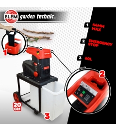 Stille elektrische hakselaar 2800W - 45MM