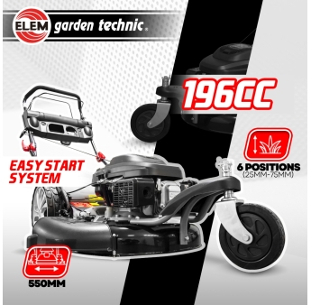 Tondeuse thermique tractée 3 roues 196cc - 55cm