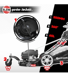 Tondeuse thermique tractée 3 roues 196cc - 55cm