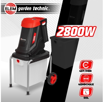 Broyeur de végétaux électrique 2800W avec bac récupérateur 50L