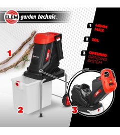 Broyeur de végétaux électrique 2800W avec bac récupérateur 50L