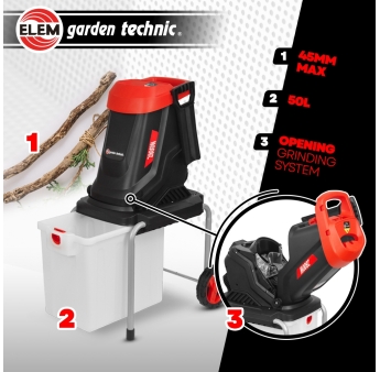 Broyeur de végétaux électrique 2800W avec bac récupérateur 50L