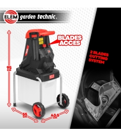 Broyeur de végétaux électrique 2800W avec bac récupérateur 50L