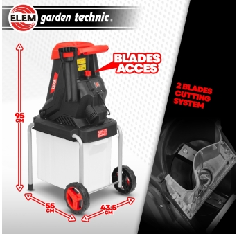 Broyeur de végétaux électrique 2800W avec bac récupérateur 50L