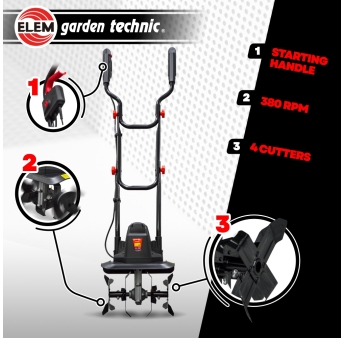 Motobineuse électrique 750W 32cm - 4 Fraises
