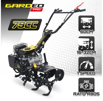 Motoculteur thermique à arbre horizontal 79 CC - 6 fraises – largeur de travail 60cm.