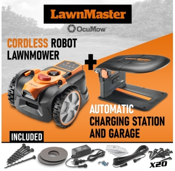 Robot tondeuse autonome 18V sans fil périmétrique avec station de charge et garage - Max 400m²