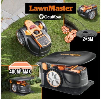 Robot tondeuse autonome 18V sans fil périmétrique avec station de charge et garage - Max 400m²