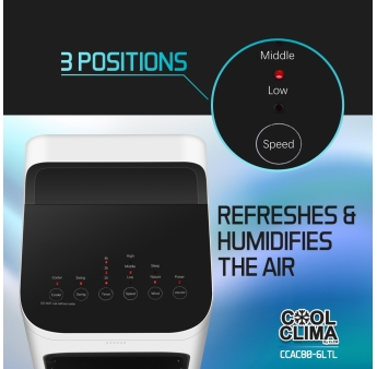 Rafraichisseur d'air 80W - 6L avec télécommande