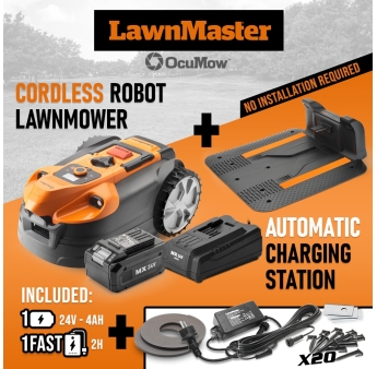 Robot tondeuse autonome 24V sans fil périmétrique avec station de charge - Max 600m²