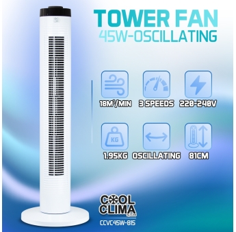 Ventilateur colonne 45W oscillant