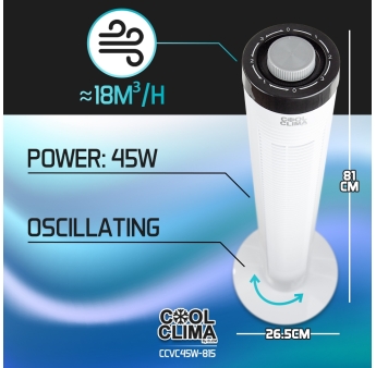 Ventilateur colonne 45W oscillant
