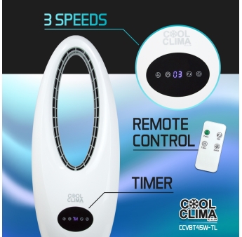 Ventilateur oscillant sans pales 45W avec télécommande