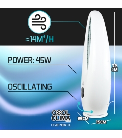 Ventilateur oscillant sans pales 45W avec télécommande