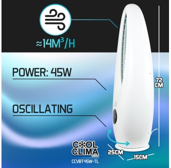 Ventilateur oscillant sans pales 45W avec télécommande