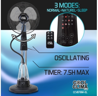 Ventilateur brumisateur sur pied oscillant 70 W