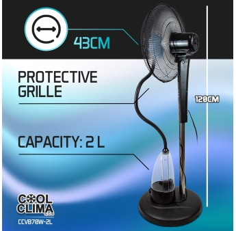 Ventilateur brumisateur sur pied oscillant 70 W