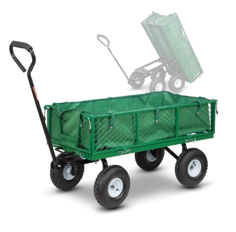 Stalen tuinwagen met afneembaar zeil en kiepbak 108 x 50 x 95cm 