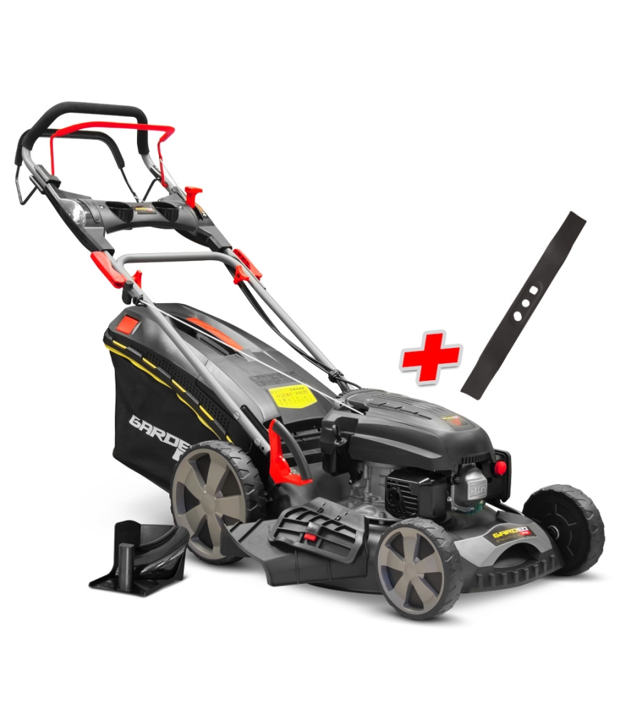 Zelfrijdende benzinemaaier 170,1cc - 50,8cm geleverd met 2 messen + mulching en zij-uitworp
