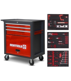 Werkplaatswagen met 3 laden + opbergruimte + accessoires