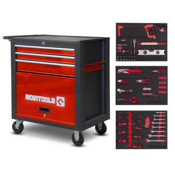 Servante d'atelier 3 tiroirs + espace de rangement + accessoires