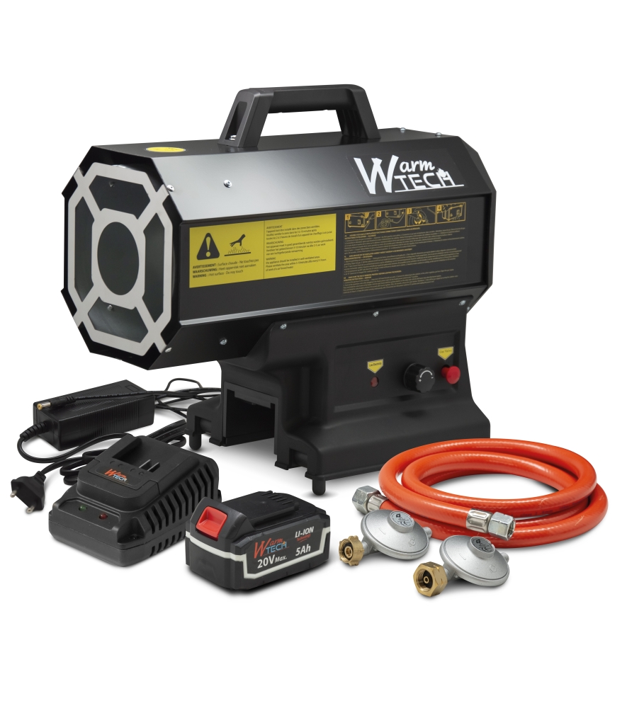 Canon à chaleur au gaz réglable de 9 à 20KW et fonctionnant sur batterie ou sur secteur