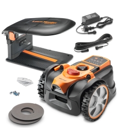 Robot tondeuse autonome 18V sans fil périmétrique avec station de charge et garage - Max 400m²
