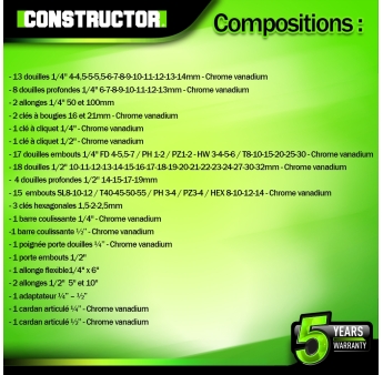 COFFRET A DOUILLES 94 PCS