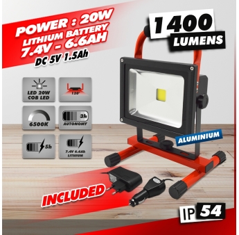 20W OPLAADBARE LED SPOT - 1400LM