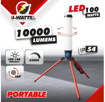 Projecteur LED de chantier 360° - 100W sur trépied