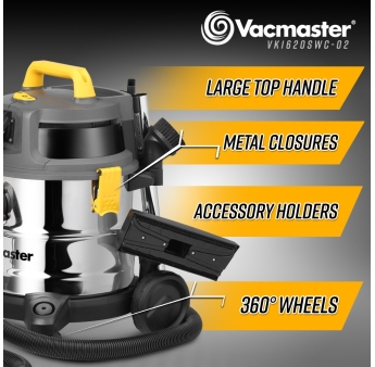 ASPIRATEUR EAU/POUSS. 1600W INOX