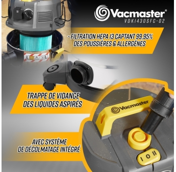 ASPIRATEUR EAU/POUSS. 1400W 30L INOX