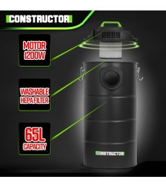 Aspirateur d'atelier 1200W avec cuve métallique 65L