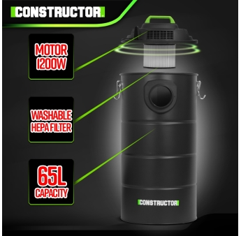 Aspirateur d'atelier 1200W avec cuve métallique 65L