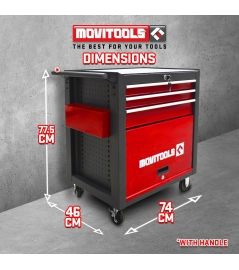 Servante d'atelier 3 tiroirs + espace de rangement + accessoires