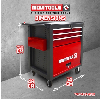 Servante d'atelier 3 tiroirs + espace de rangement + accessoires