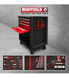 Servante d'atelier 3 tiroirs + espace de rangement + accessoires