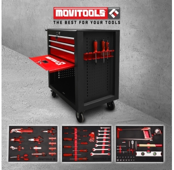 Werkplaatswagen met 3 laden + opbergruimte + accessoires