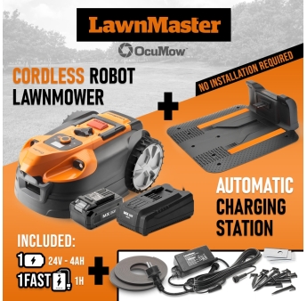 Robot tondeuse autonome 24V avec station de charge, sans fil périmétrique – Le robot le plus simple du marché