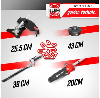 Outil multifonctions 4 en 1(débroussailleuse - taille haies - élagueuse) - 52cc - Sac de transport