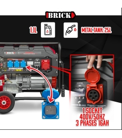 Groupe électrogène max 6000W avec roues et prise triphasée