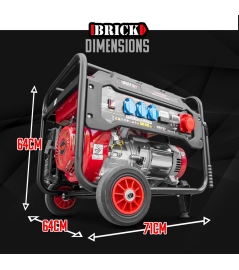 Groupe électrogène max 6000W avec roues et prise triphasée