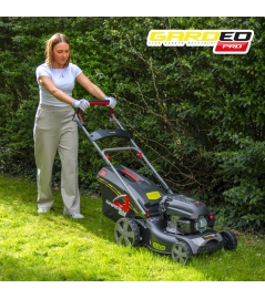 144.3cc - 46cm zelfrijdende benzinemaaier met 2 messen + mulchsysteem